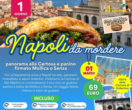 01 MARZO 2026 TOUR 1 GIORNO SCOPRI I LUOGHI CARATTERISTICI DI NAPOLI IN UNA FANTASTICA GIORNATA!