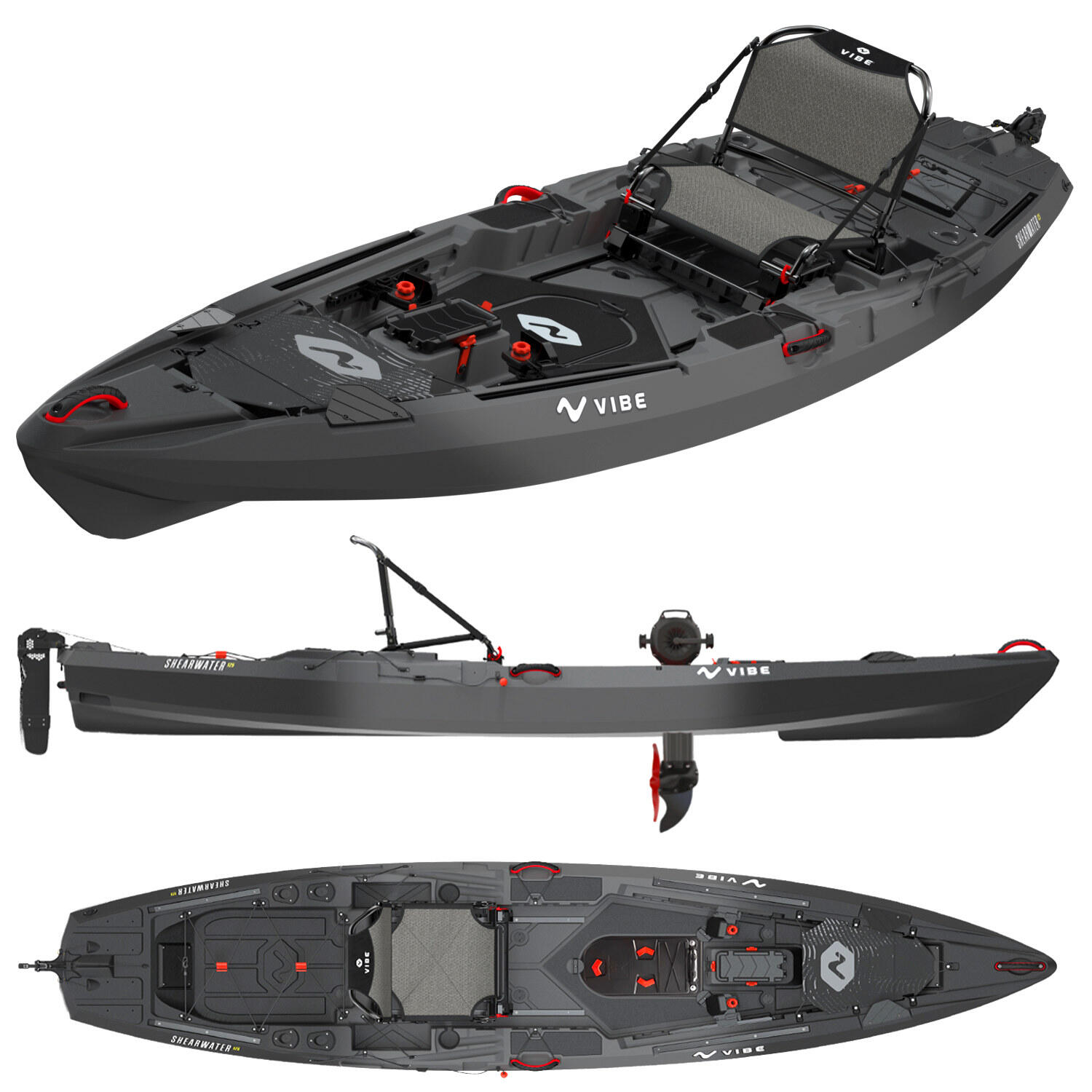 Kayak da pesca a pedali Vibe SHEARWATER 125 Impulse Drive - Raven - 381 cm 
