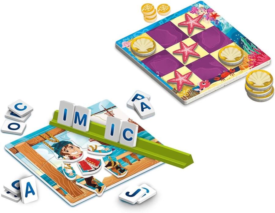 Clementoni - Gioco da Tavolo 2 in 1, Tris e Impiccato, per Bambini 6+ Anni e Adulti, Gioco di Società da 2 Giocatori,  Made in Italy, Lingua Italiana, 16589