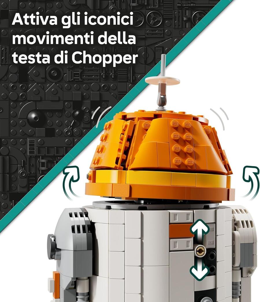 LEGO Star Wars 75416 Droide Astromeccanico Chopper (C1-10P) - Robot Giocattolo da Costruire con Testa Mobile, Braccia e Ruota Centrale Staccabili - Regalo per Bambini e Bambine da 10+ Fan di Ahsoka