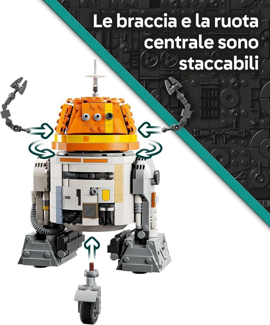 LEGO Star Wars 75416 Droide Astromeccanico Chopper (C1-10P) - Robot Giocattolo da Costruire con Testa Mobile, Braccia e Ruota Centrale Staccabili - Regalo per Bambini e Bambine da 10+ Fan di Ahsoka