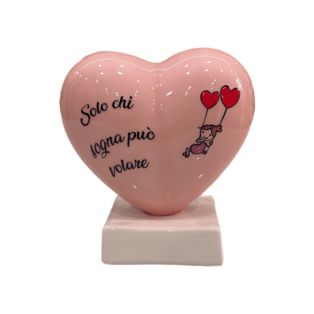 Spago di Terra – Cuore rosa in ceramica con frase ispirazionale