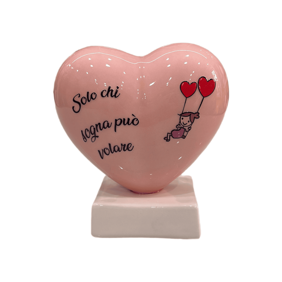 Spago di Terra – Cuore rosa in ceramica con frase ispirazionale