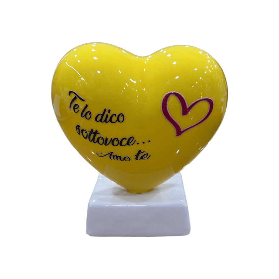 Spago di Terra – Cuore giallo in ceramica con frase d’amore sottovoce