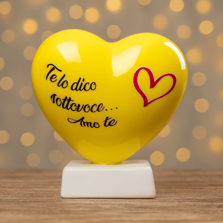 Spago di Terra – Cuore giallo in ceramica con frase d’amore sottovoce