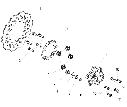 DISCO FRENO POSTERIORE COMPLETO modello VEN M Ø 180 per MINIKART + PORTADISCO Ø 30  mm DR 