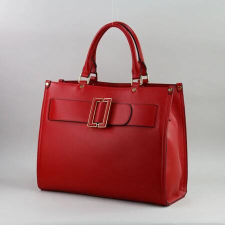 Borsa in pelle di bovino rosso con tracolla rimovibile ROSSA