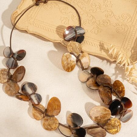 Collana Bohème Chic Resina Colorata Lunga Perle Fantasia