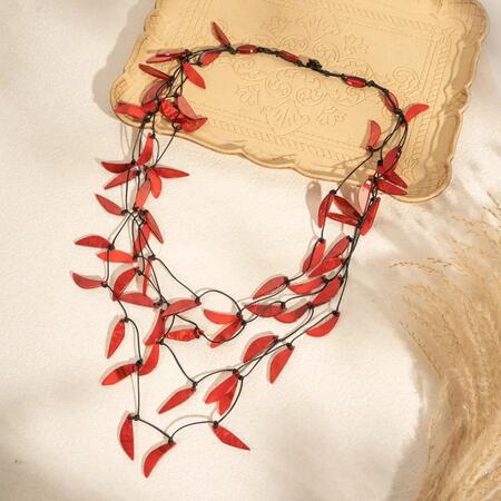 Collana foglie resina multistrato boho chic