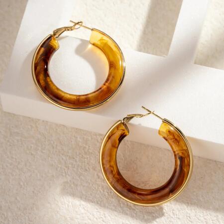 Creoli Resina Dorata Acciaio Inossidabile Eleganza Chic MARRONI