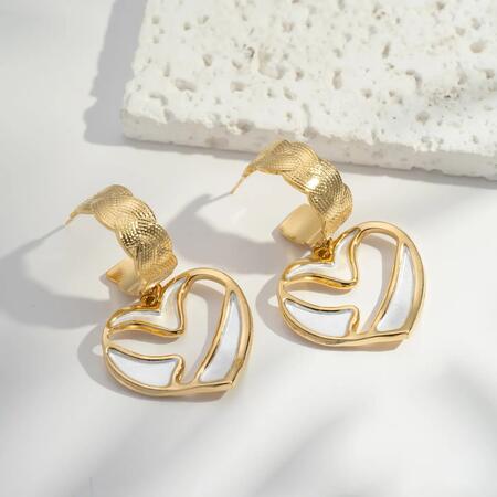 Orecchini Cuori Intrecciati Intagliati Acciaio Inossidabile BIANCHI