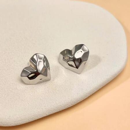 Orecchini a cuore eleganti in acciaio inossidabile SILVER