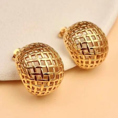 Orecchini a maglia intrecciata scultorea brillante