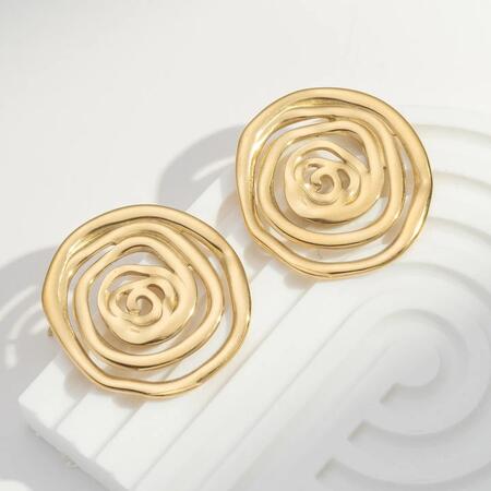 Orecchini a spirale dorata astratta in acciaio inossidabile