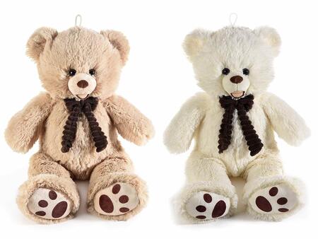 Orsetto di peluche con fiocco in stoffa vellutata