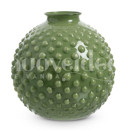 VASO VETRO SFERA POIS H 27 * Ø 26 CM VERDE MILITARE