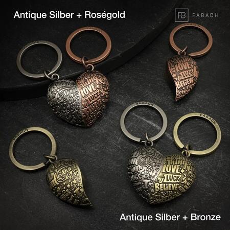 Portachiavi puzzle a forma di cuore - regalo romantico per partner - un cuore, due pendenti per coppie, fidanzate, sorelle