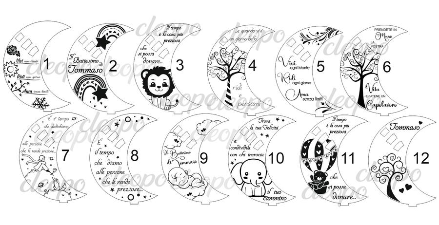 Calendario perpetuo legno 12cm Battesimo