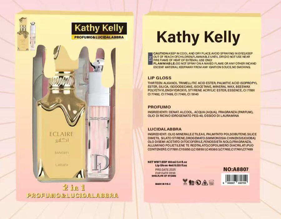 KATHY KELLY 2 IN 1 PROFUMO  + LUCIDALABBRA (Dupe Bianco latte) [Quantità minima è di 6 pezzi]