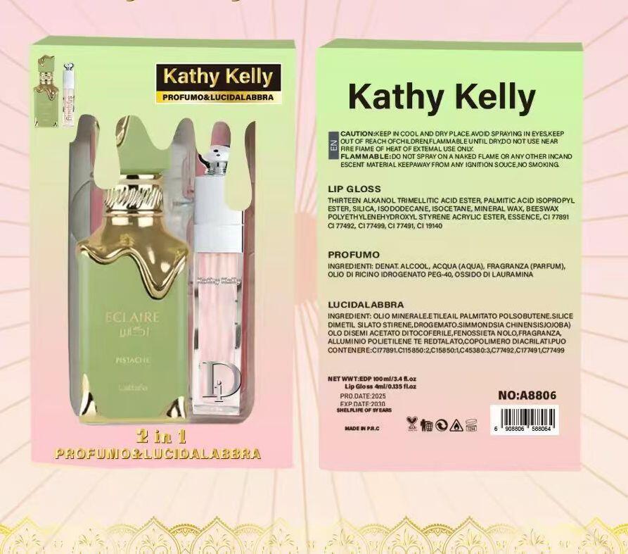 KATHY KELLY 2 IN 1 PROFUMO  + LUCIDALABBRA (Dupe Bianco latte) [Quantità minima è di 6 pezzi]