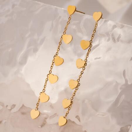 Orecchini pendenti cuore dorato – Acciaio inossidabile