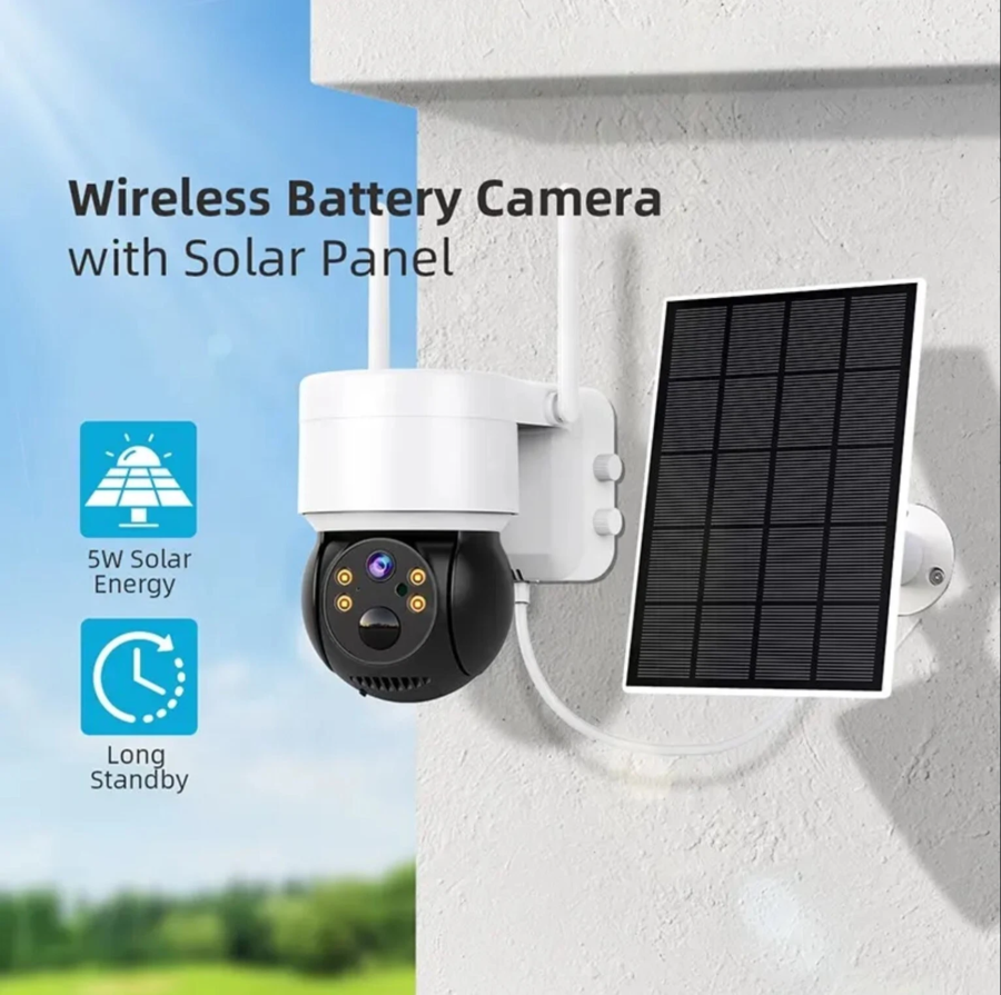 Telecamera e Pannello solare Esterno videosorveglianza PTZ WiFi Senza Fili ICSEE