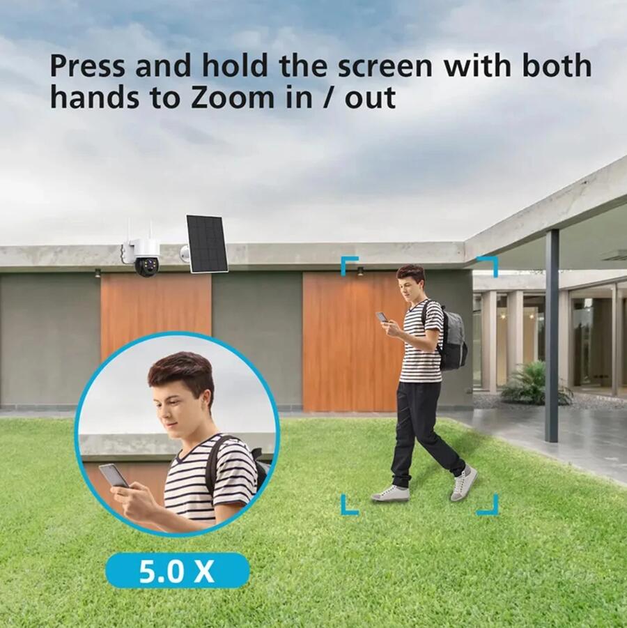 Telecamera e Pannello solare Esterno videosorveglianza PTZ WiFi Senza Fili ICSEE