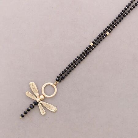 Collana Lunga Cristalli Sfaccettati Pendente Libetula Metallo