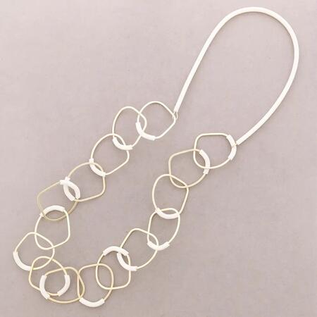 Collana Lunga Maglie Metallo Gomma BIANCA