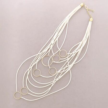 Collana Lunga Multi Anelli Metallo Gomma