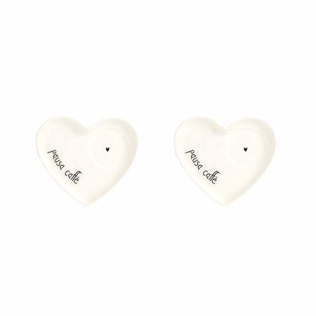 Simply Day - Set 2 Piattini cuore per tazze espresso Pausa caffè