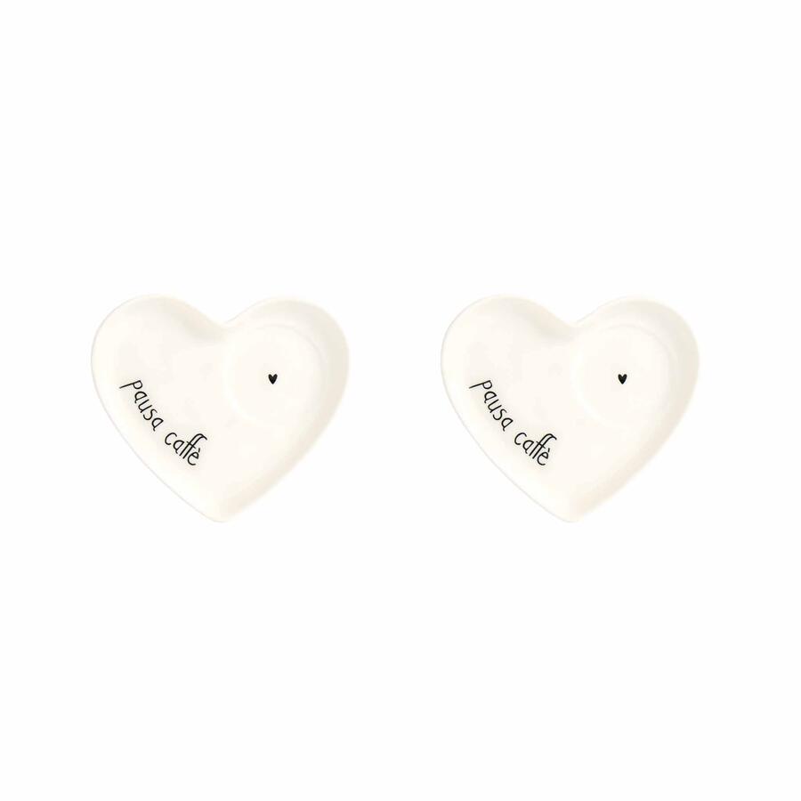 Simply Day - Set 2 Piattini cuore per tazze espresso Pausa caffè