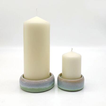 Piatto per candele in gres piccolo 8x3cm turchese