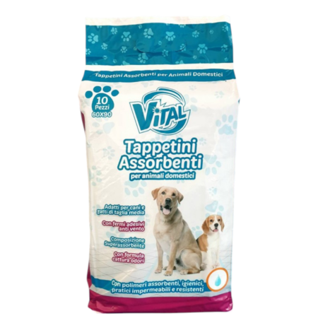 VITAL TAPPETINI PER ANIMALI 60X90 10 PEZZI (Confezione da 24 pezzi) 