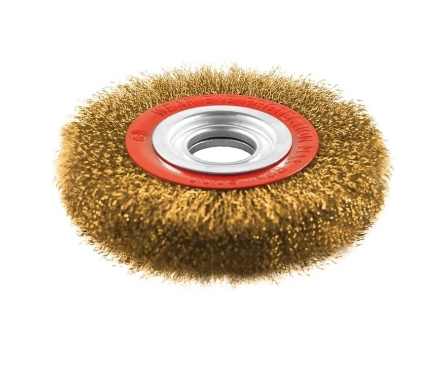 SPAZZOLA IN ACCIAIO PER SMERIGLIATRICE MOLA DA BANCO DISCO CON DIAMETRO 150mm