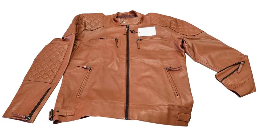 Giacca Uomo 100% Vera Pelle - Modello Tom- Colore Cuoio taglia S