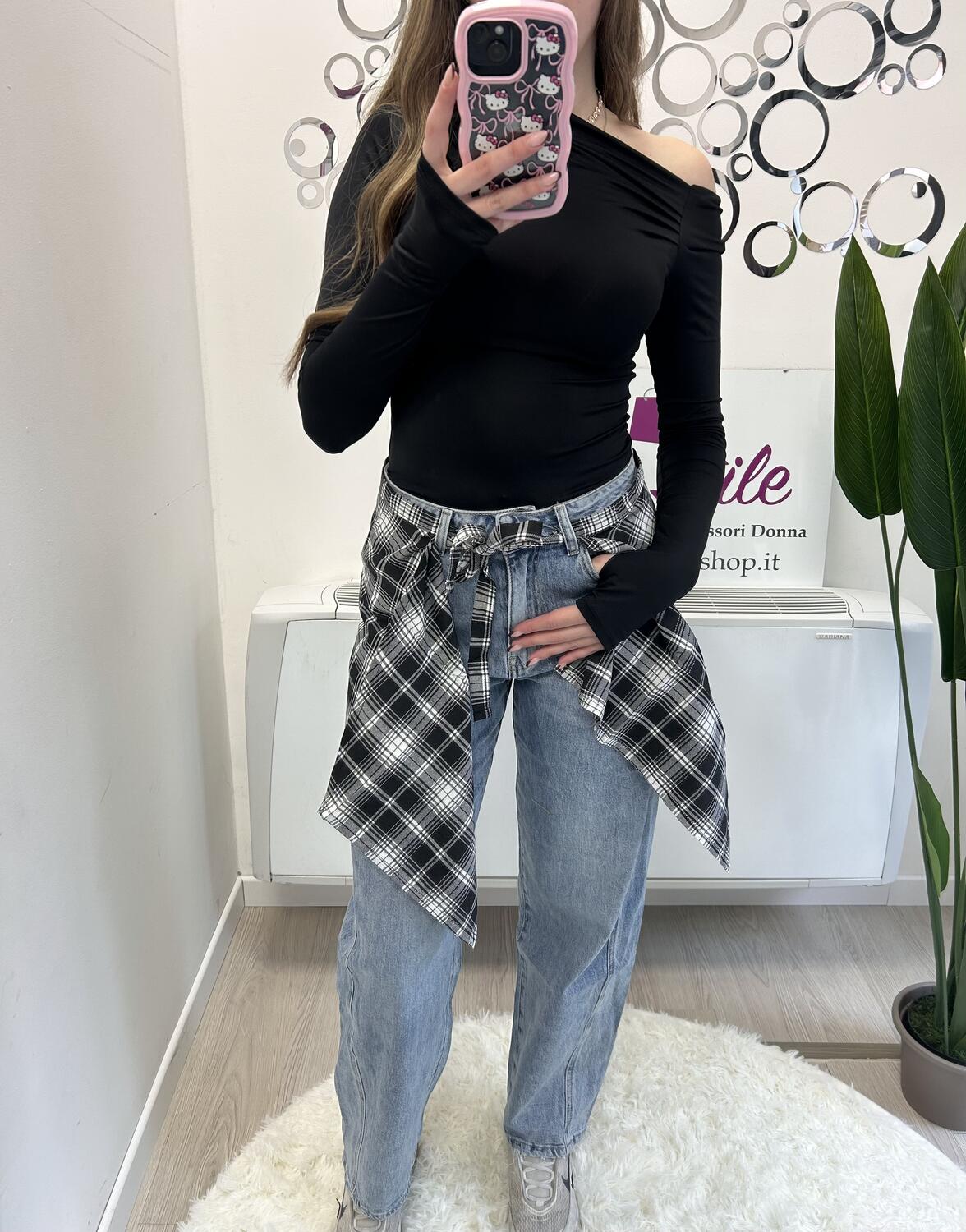 NOVITÀ Jeans baggy chiaro con foulard