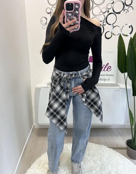 NOVITÀ Jeans baggy chiaro con foulard