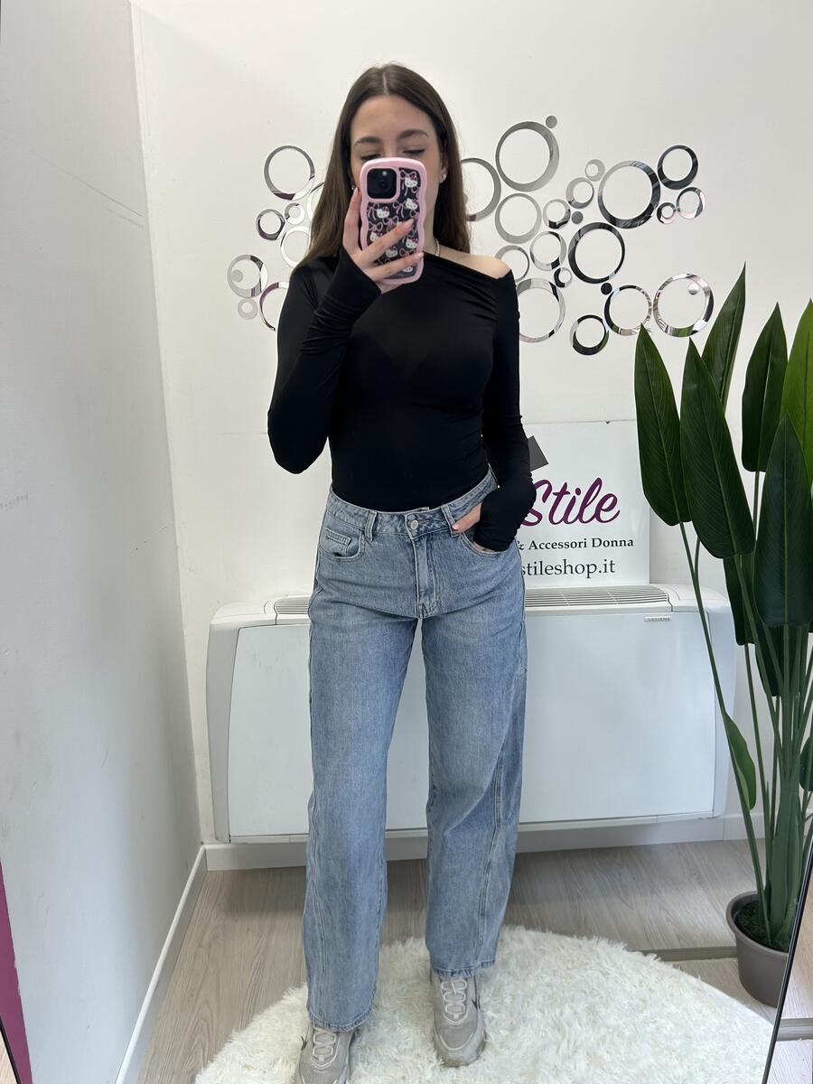 NOVITÀ Jeans baggy chiaro con foulard