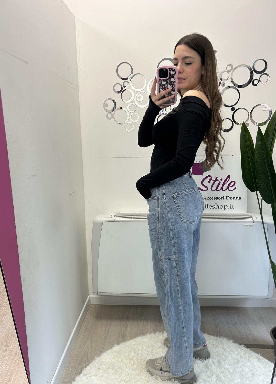 NOVITÀ Jeans baggy chiaro con foulard