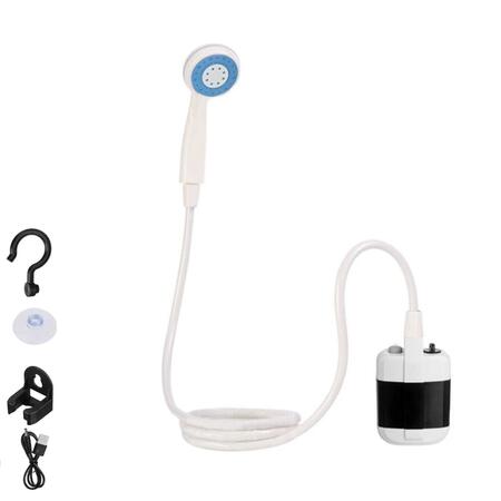 DOCCIA PORTATILE RICARICABILE USB DA CAMPEGGIO GIARDINO SOFFIONE TUBO FLESSIBILE