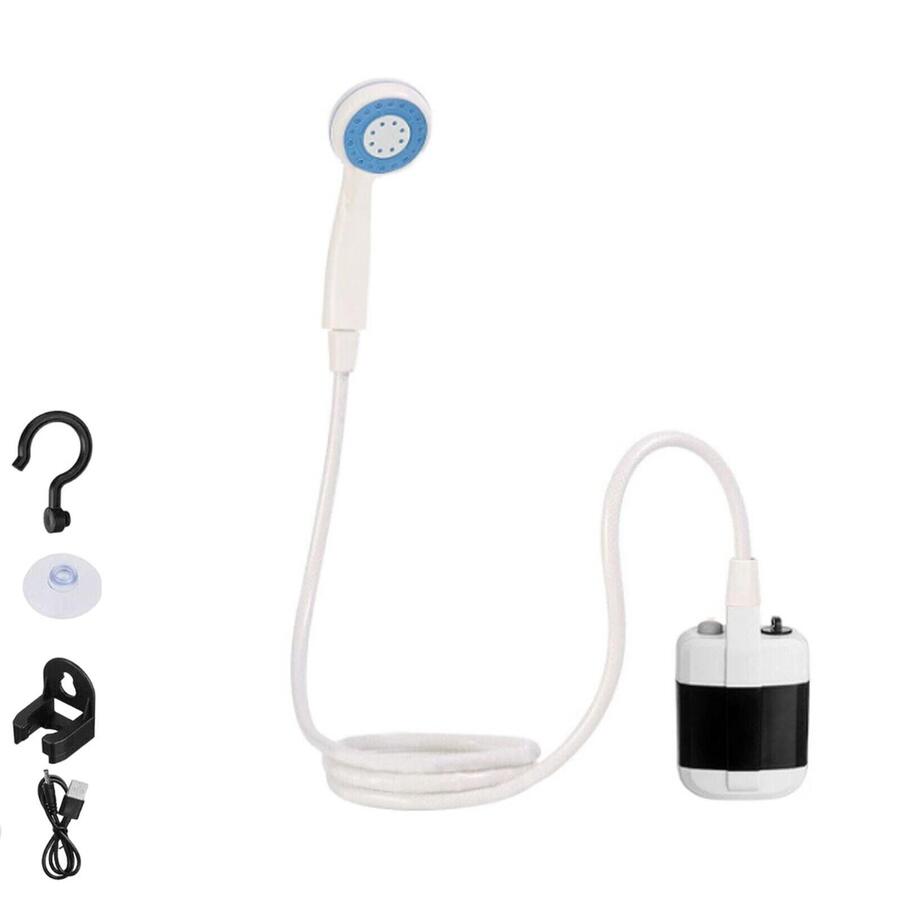 DOCCIA PORTATILE RICARICABILE USB DA CAMPEGGIO GIARDINO SOFFIONE TUBO FLESSIBILE