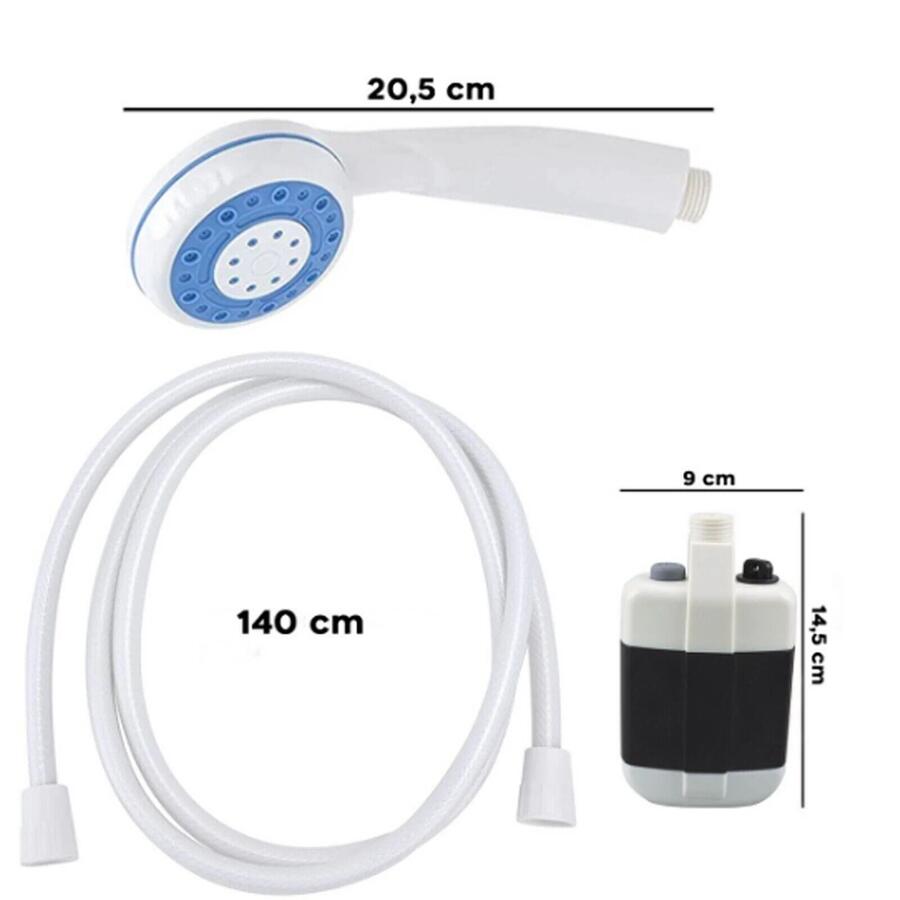 DOCCIA PORTATILE RICARICABILE USB DA CAMPEGGIO GIARDINO SOFFIONE TUBO FLESSIBILE