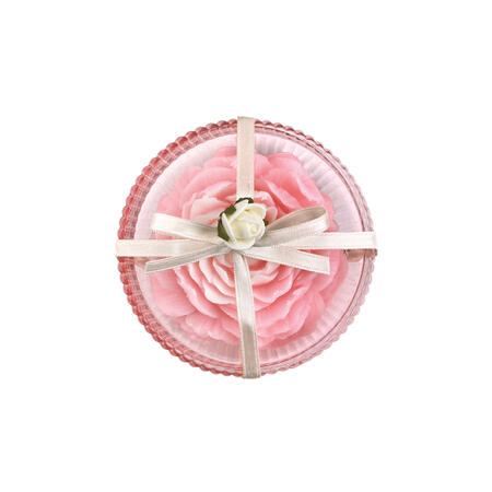 Wald - Piattino vetro rosa con sapone fiore profumato
