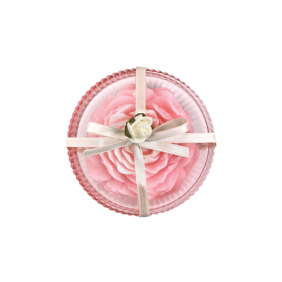 Wald - Piattino vetro rosa con sapone fiore profumato