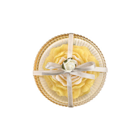 Wald - Piattino vetro giallo con sapone fiore profumato