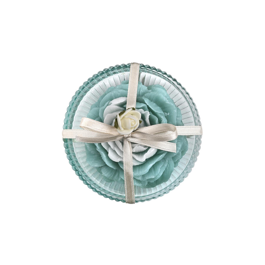 Wald - Piattino vetro verde acqua con sapone fiore profumato