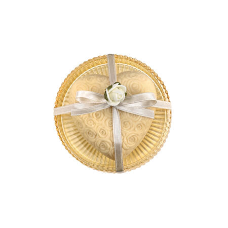 Wald - Piattino vetro giallo con sapone cuore profumato