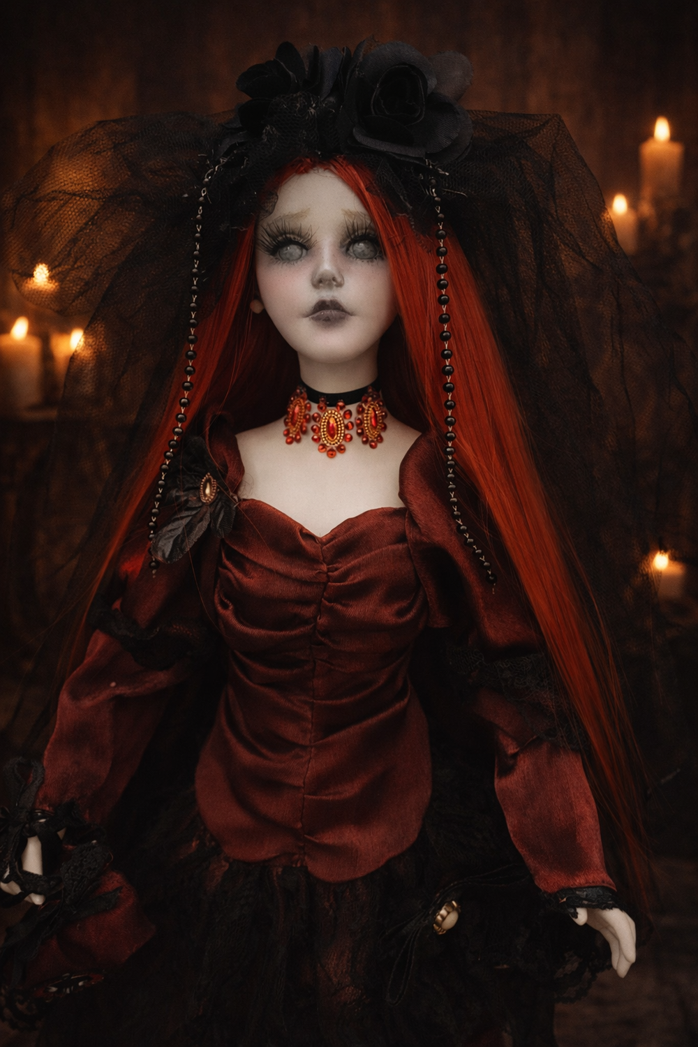 Asmonea Fiamma bambola in porcellana Gotica