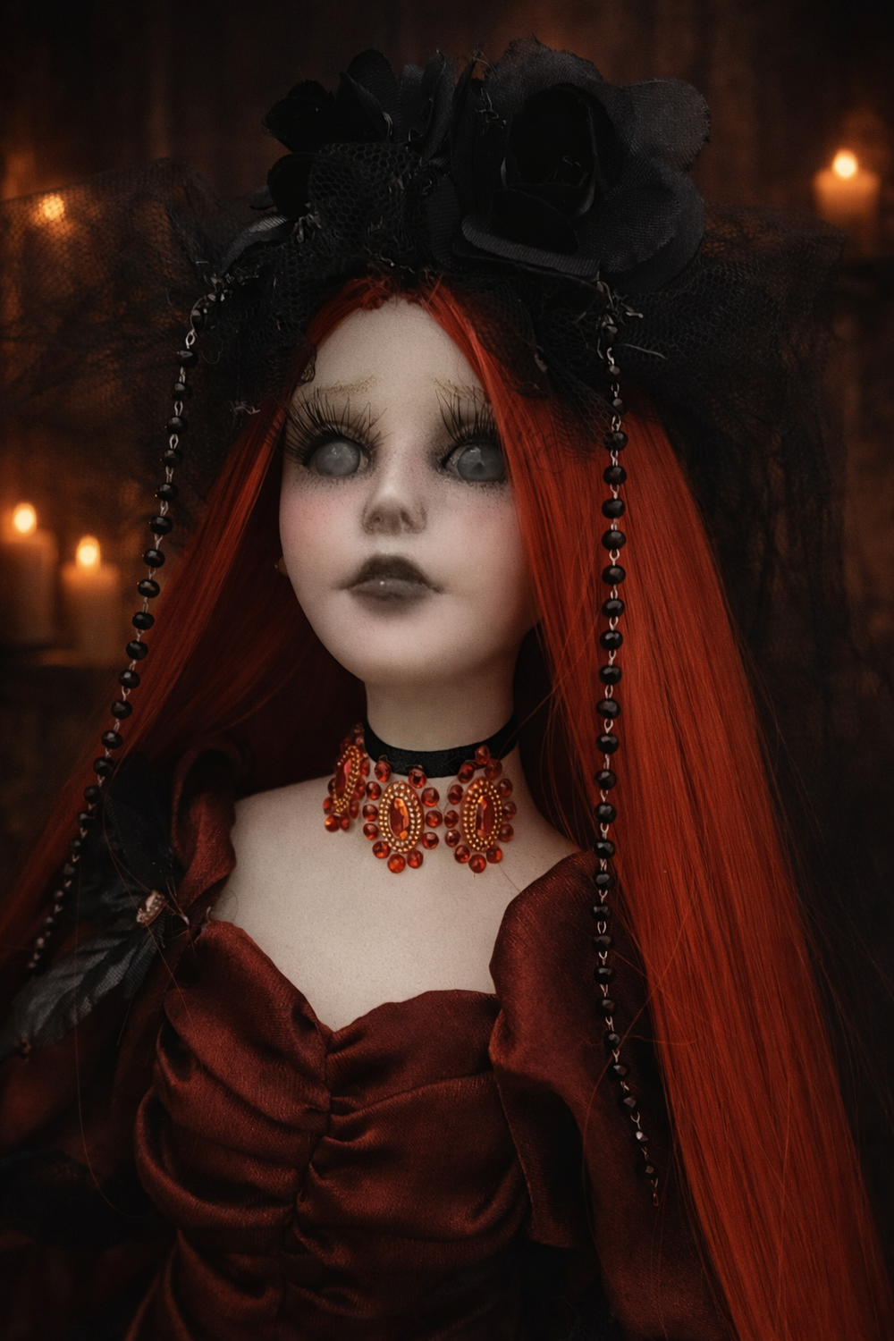 Asmonea Fiamma bambola in porcellana Gotica